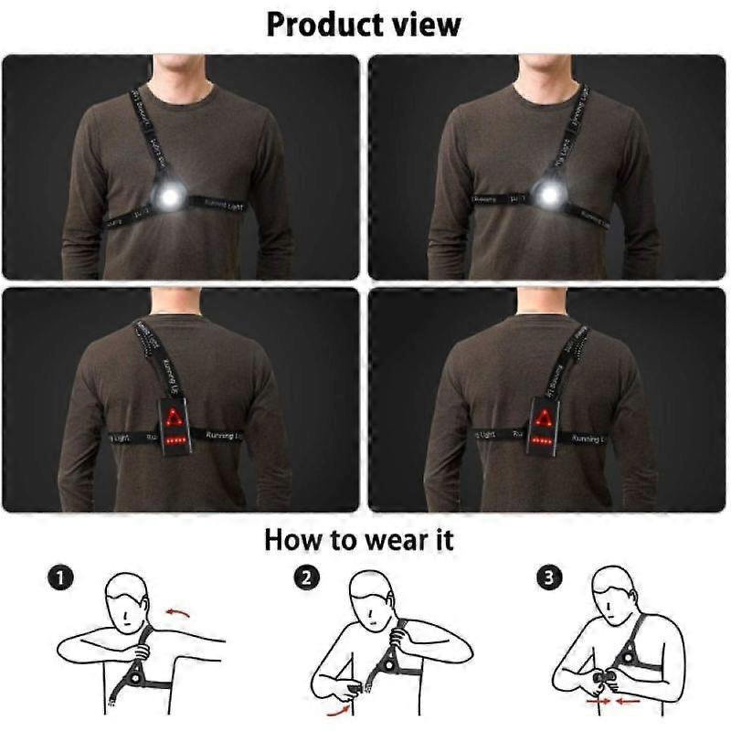 Reflective Running Gear with LED Chest Light, Weatherproof Night Running Vest - Image 5