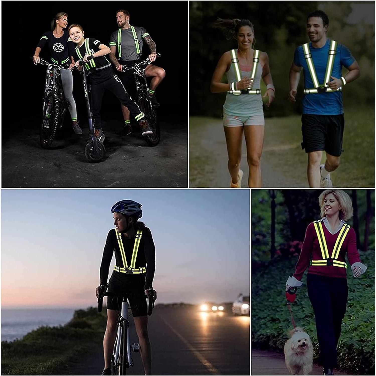 2 Pack Reflective Strap Vest Gear, High Visibility Adjustable Running Gear for Night, Red+Black - Image 5