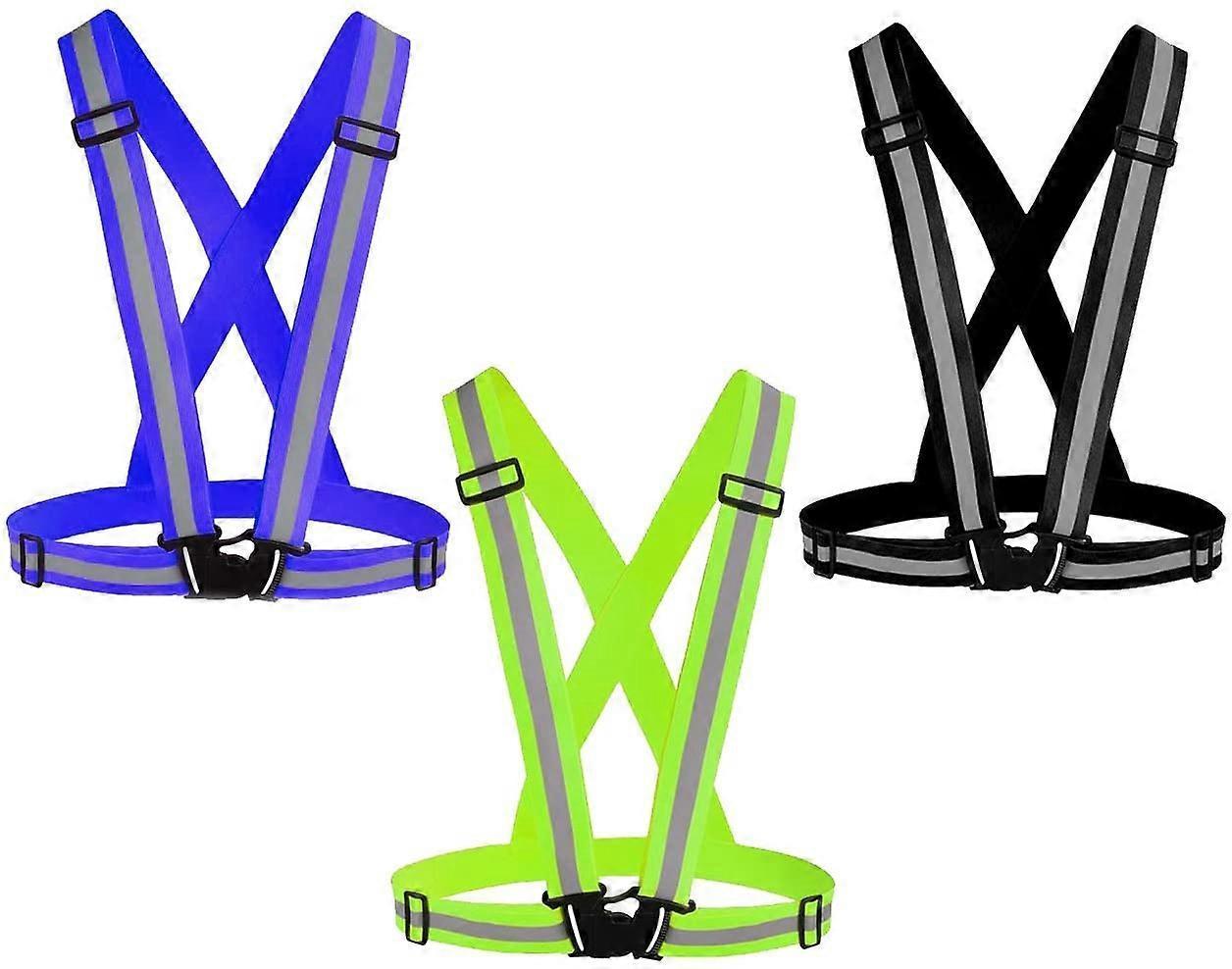 3 Pack Reflective Vest Running Gear, Adjustable High Visibility security Belts for Outdoor Use - Image 1