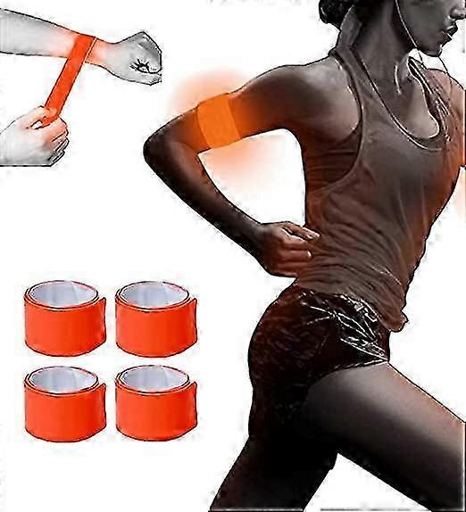 4pcs Reflective Tape Bands, 30cm Orange Wrist & Leg Straps for Night Running or Cycling - Image 1