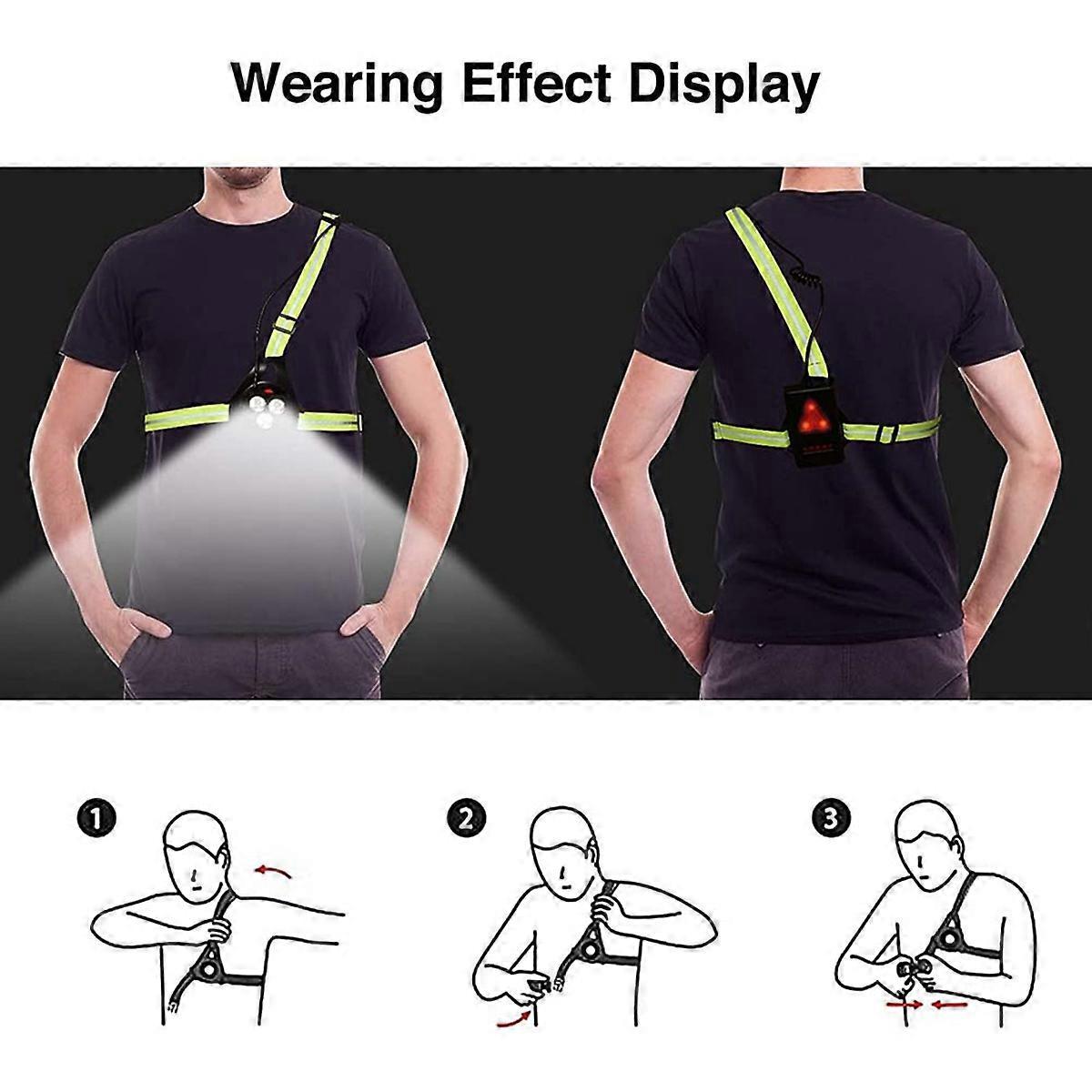 LED Chest Light with Reflective Vest, Night Running Gear with Rechargeable Battery - Image 4