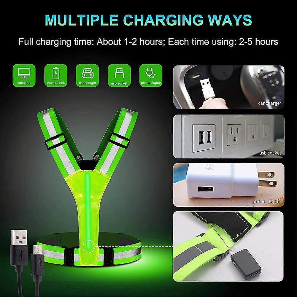 USB Rechargeable LED Vest, Reflective Running Gear for Night Jogging & Cycling - Image 5