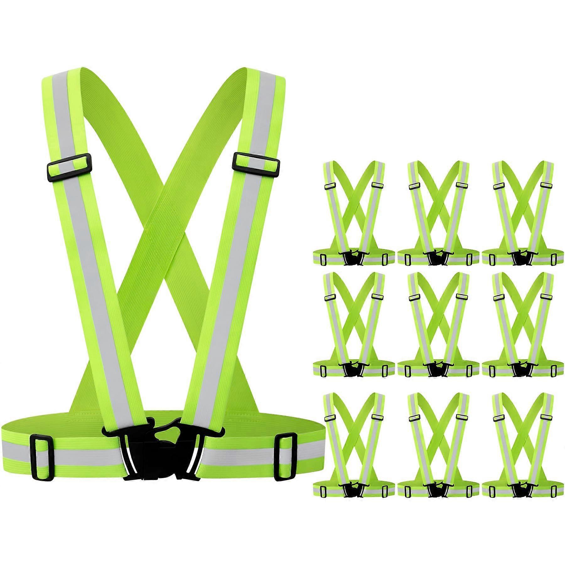 10 Pack Reflective Vests, Adjustable High Visibility security Gear for Men, Women & Babies - Image 1