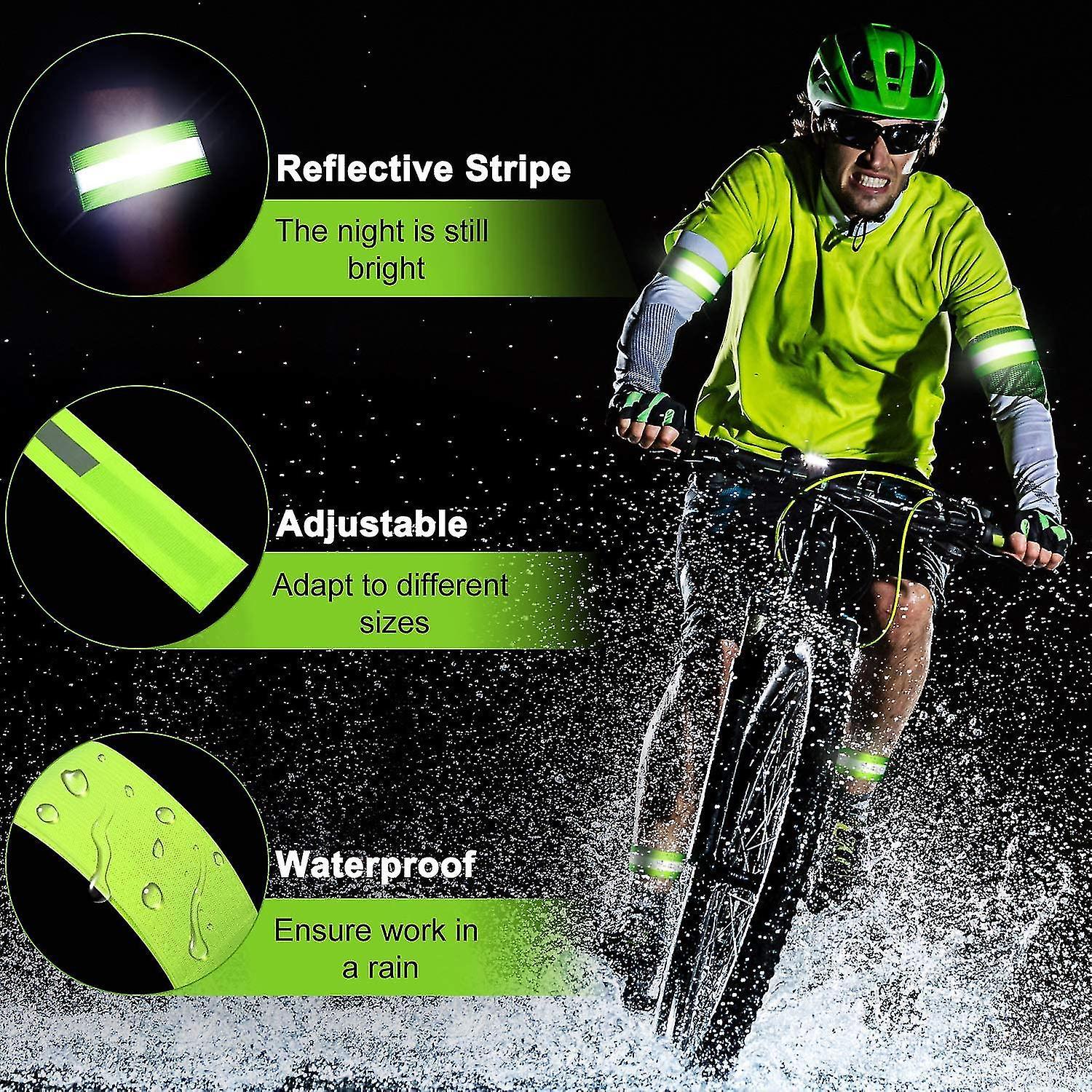 8 Pcs Reflective Bands, High Visibility Wrist & Ankle Straps for Walking or Running - Image 3