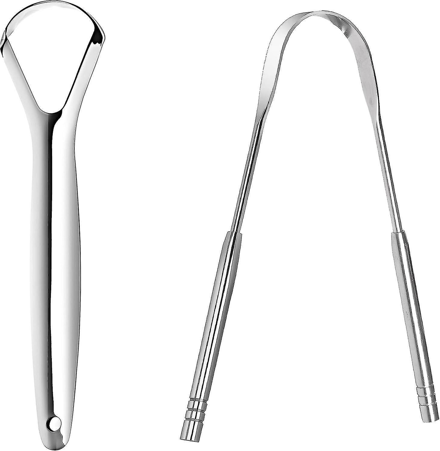 2PCS Medical Grade Stainless Steel Tongue Scrapers, Metal Tongue Cleaner for Adults - Image 1