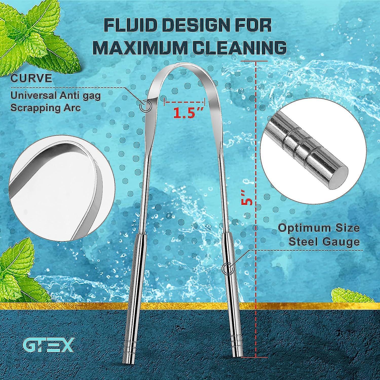 2PCS Medical Grade Stainless Steel Tongue Scrapers, Metal Tongue Cleaner for Adults - Image 3
