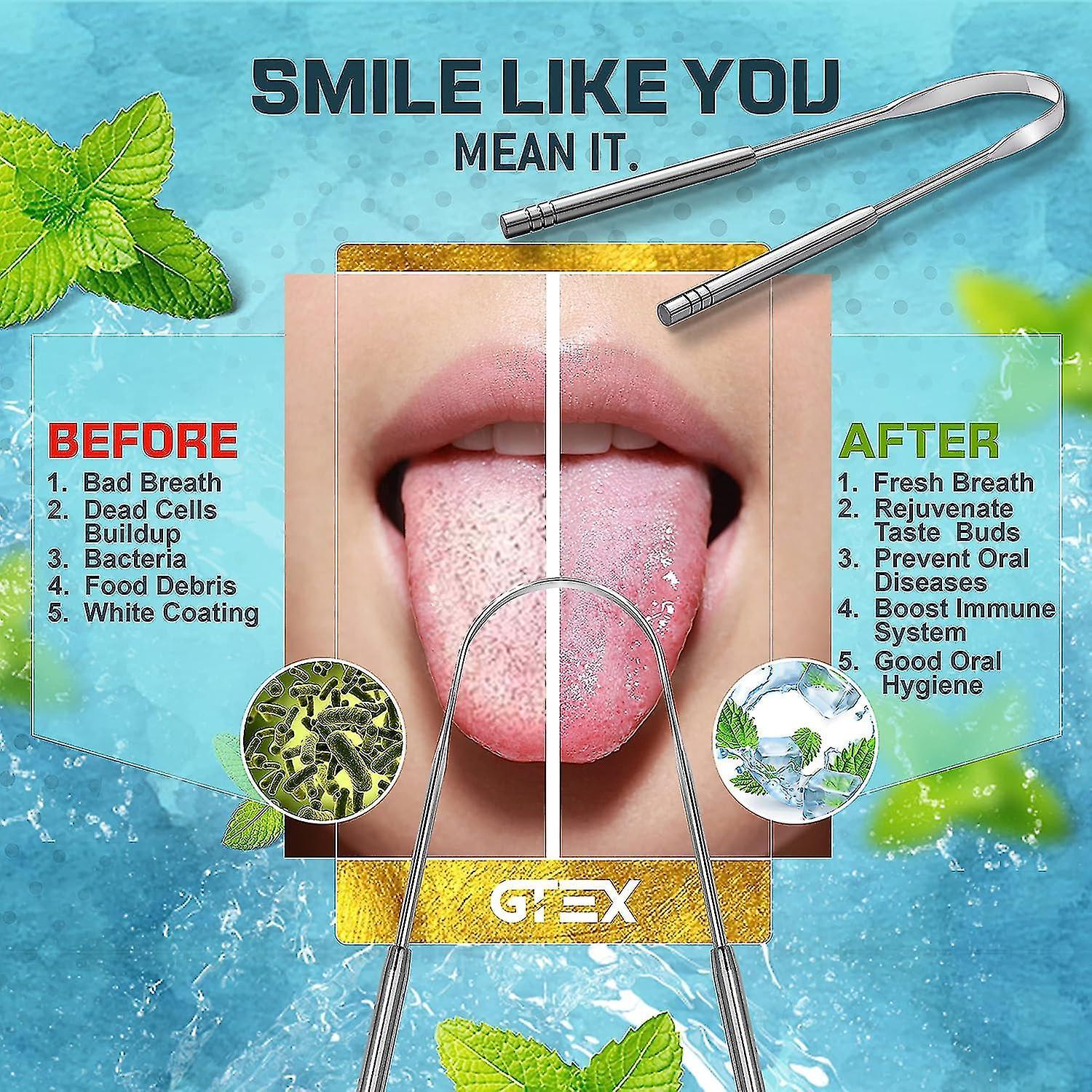 2PCS Medical Grade Stainless Steel Tongue Scrapers, Metal Tongue Cleaner for Adults - Image 4