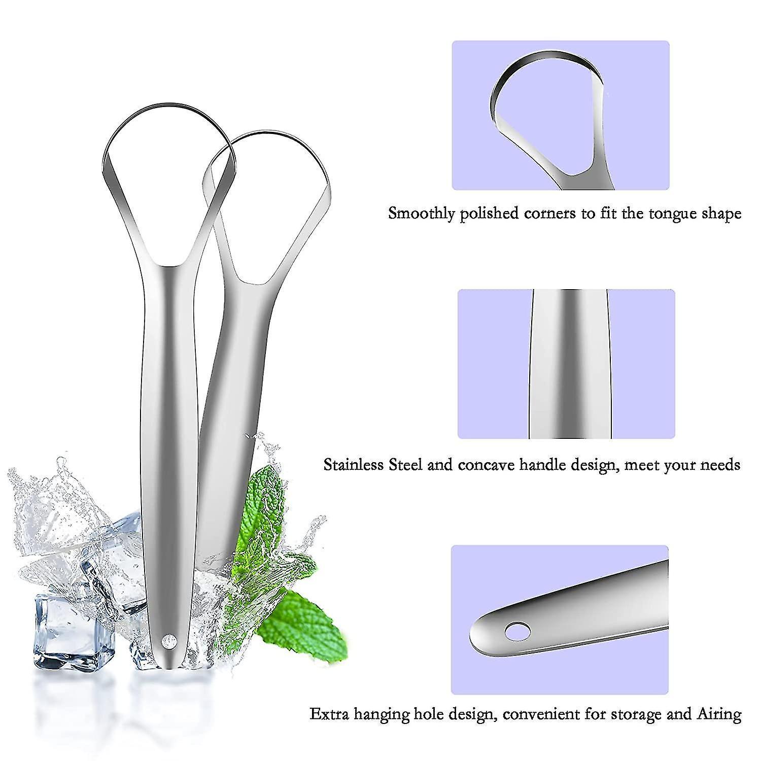 3 Pack Tongue Scrapers with Case, Stainless Steel Tongue Cleaner for Adults & Babies - Image 3