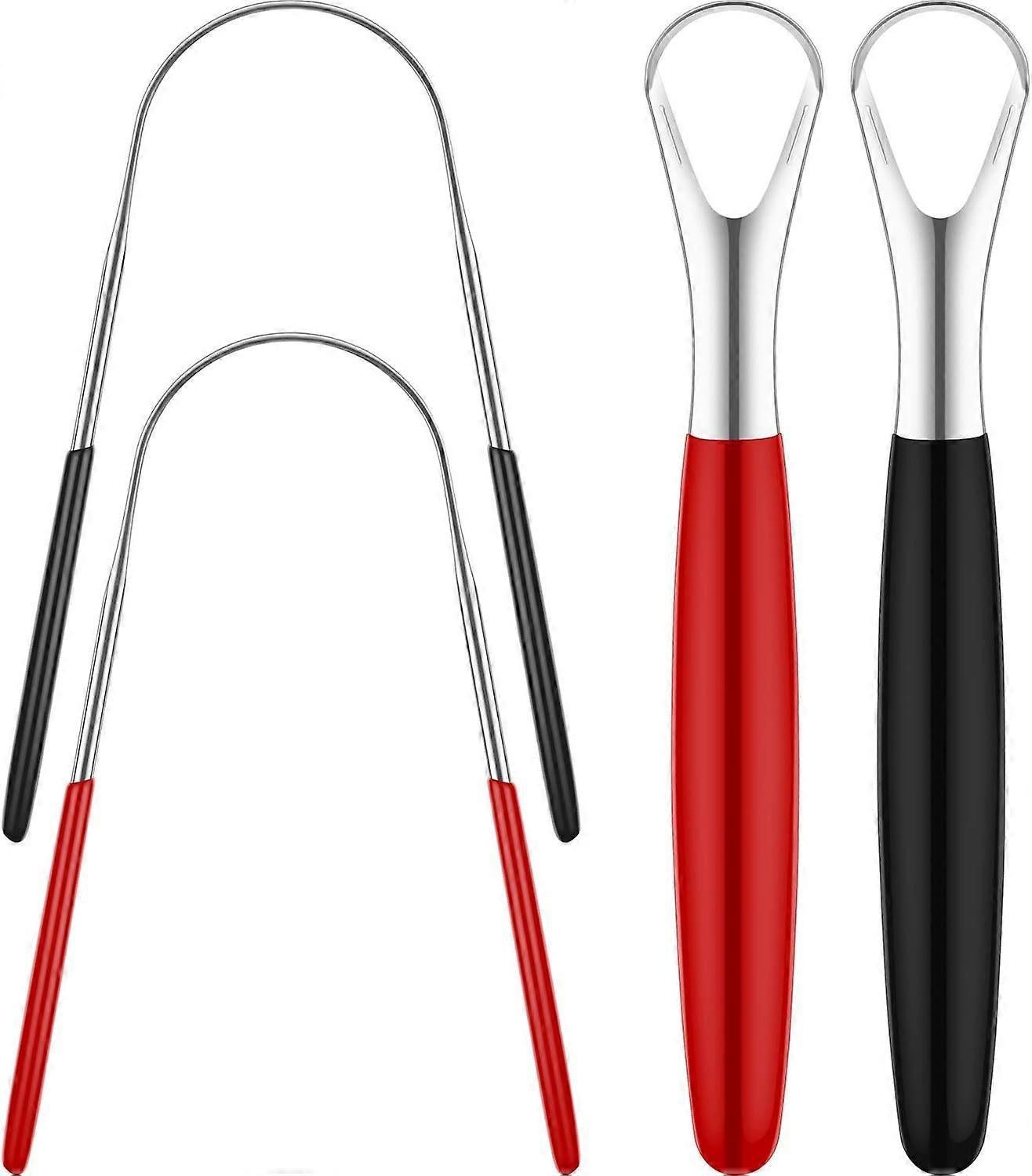 4PCS Stainless Steel Tongue Scrapers, Metal Oral Cleaner for Bad Breath - Family Pack - Image 1