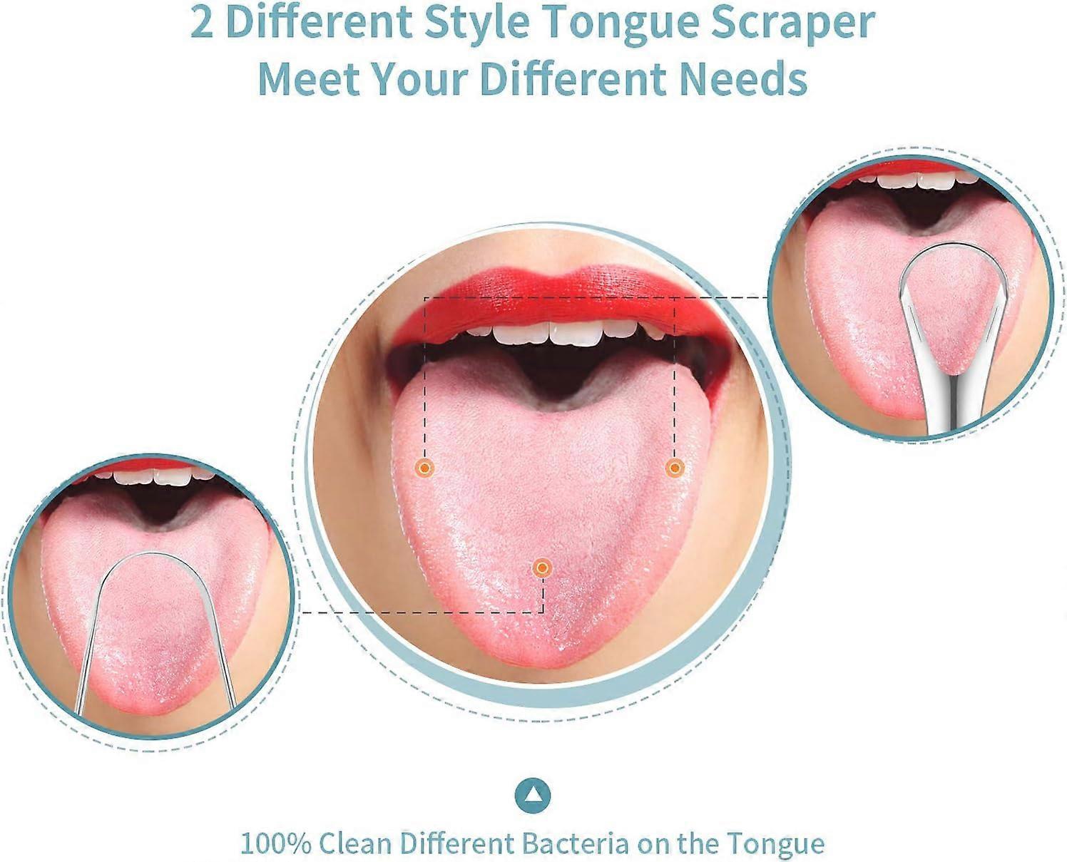 4PCS Stainless Steel Tongue Scrapers, Metal Oral Cleaner for Bad Breath - Family Pack - Image 2