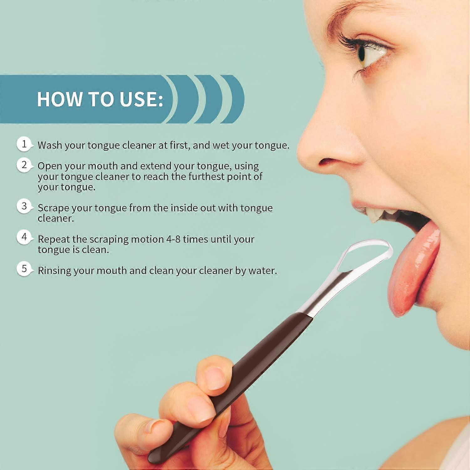 4PCS Stainless Steel Tongue Scrapers, Metal Oral Cleaner for Bad Breath - Family Pack - Image 5