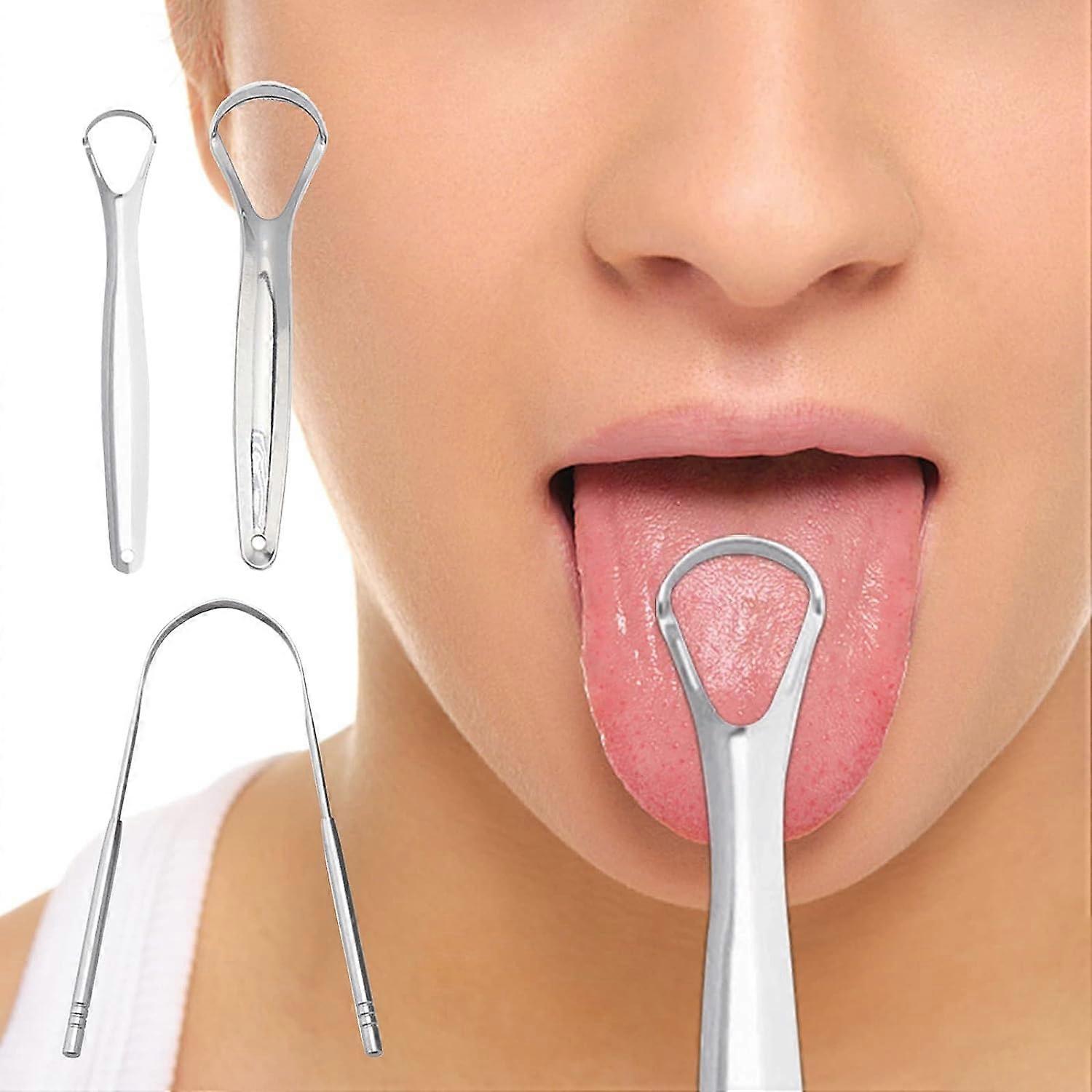 3PCS Stainless Tongue Scrapers, Oral Care Tool for Fresh Breath & Bad Breath Prevention - Image 1