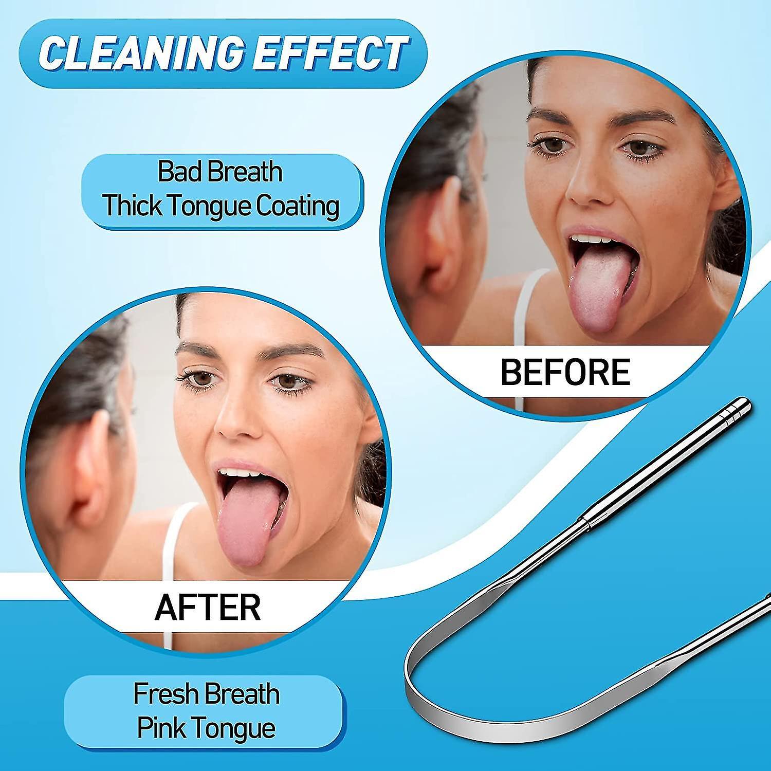 Copper Tongue Scraper, U-Shaped Metal Tongue Cleaner for Adults - Stainless Tip - Image 3