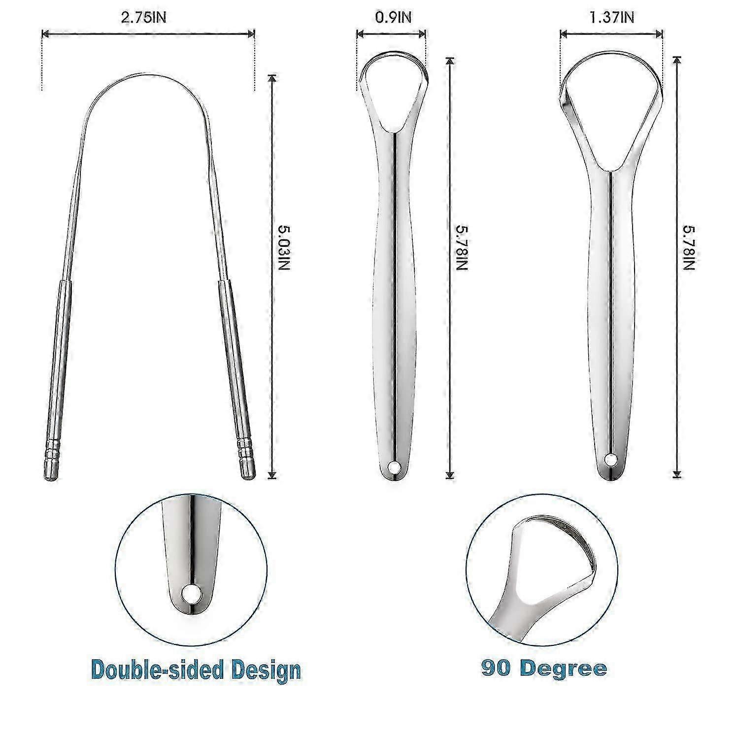 3 Pack Stainless Steel Tongue Scrapers, Portable Metal Tongue Cleaner for Oral Care - Image 3