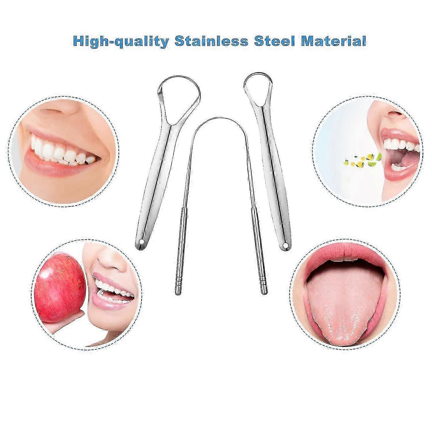 3 Pack Stainless Steel Tongue Scrapers, Portable Metal Tongue Cleaner for Oral Care - Image 4