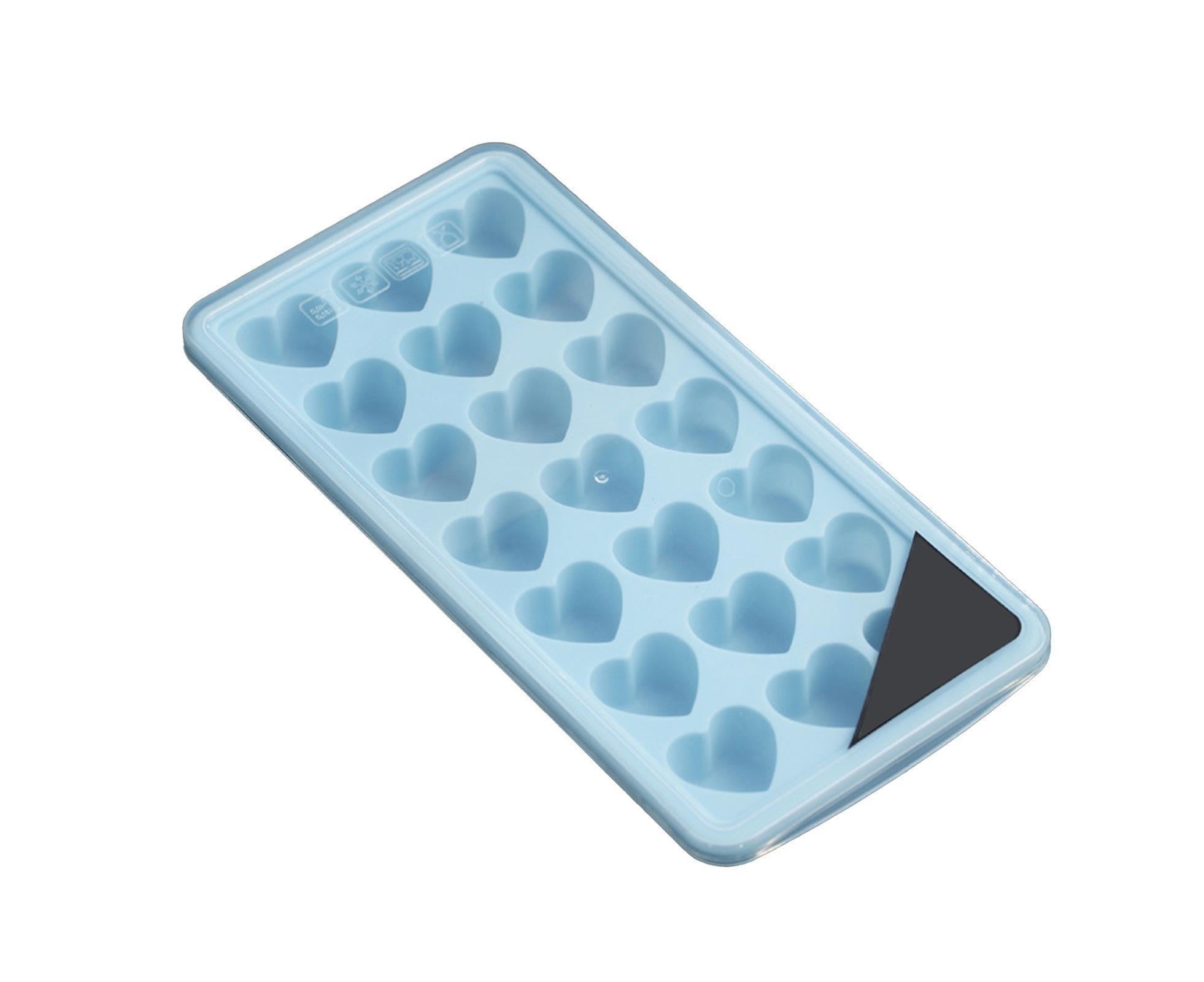 Ice Mold Portable Easy Clean Silicone Anti-slip Heart-shaped 21 Grids Ice Cube Mould for Home-Blue - Image 1