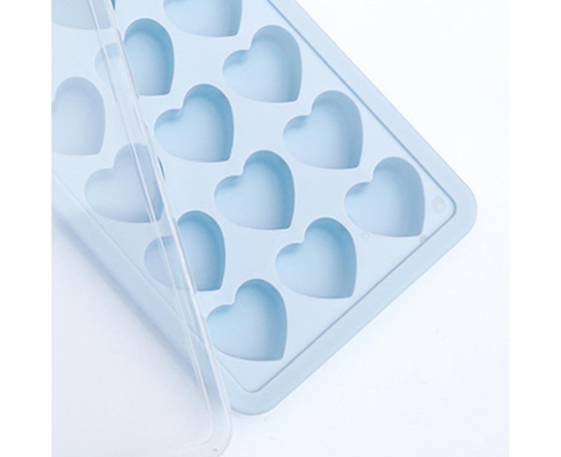 Ice Mold Portable Easy Clean Silicone Anti-slip Heart-shaped 21 Grids Ice Cube Mould for Home-Blue - Image 2