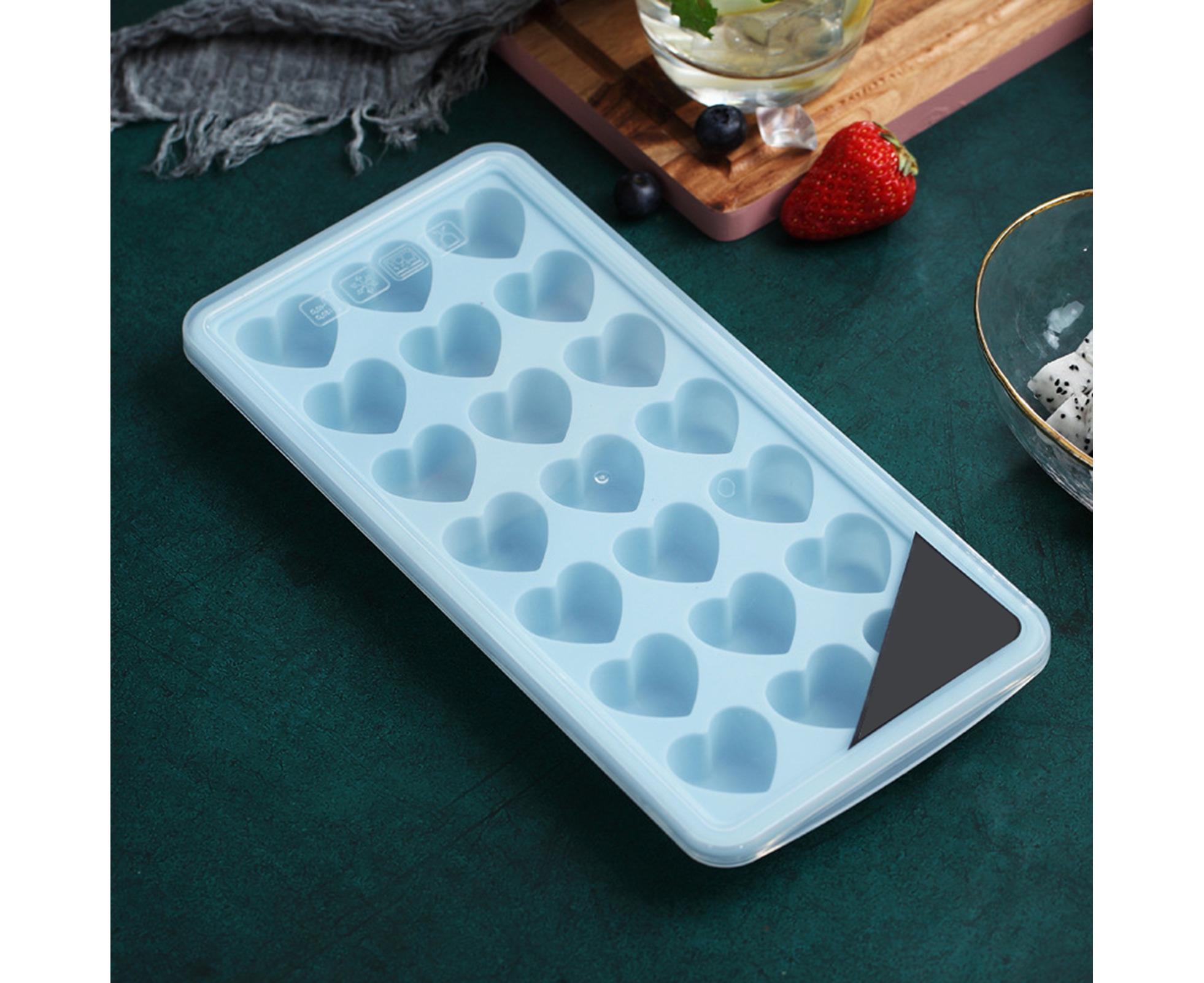Ice Mold Portable Easy Clean Silicone Anti-slip Heart-shaped 21 Grids Ice Cube Mould for Home-Blue - Image 4