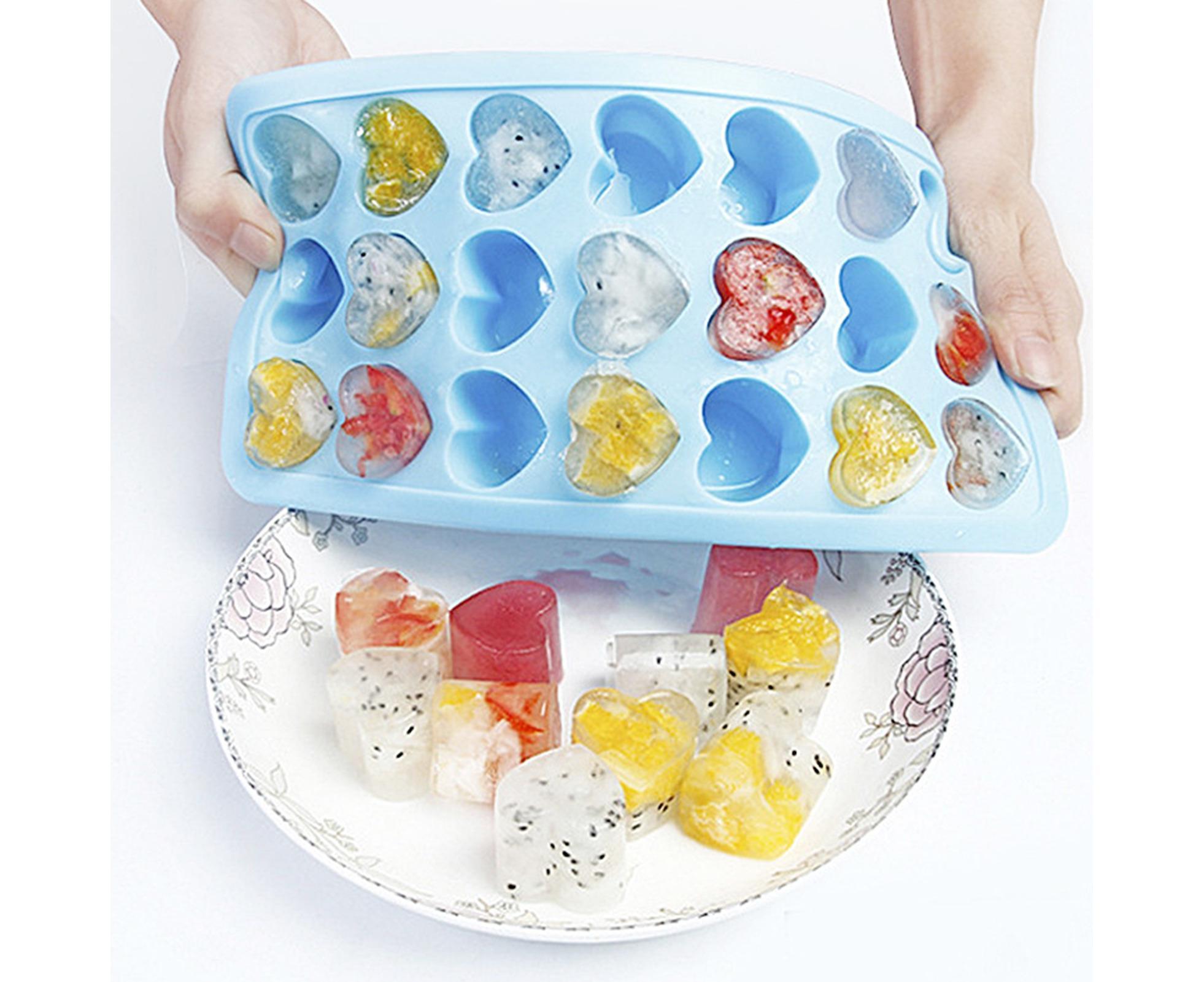 Ice Mold Portable Easy Clean Silicone Anti-slip Heart-shaped 21 Grids Ice Cube Mould for Home-Blue - Image 7