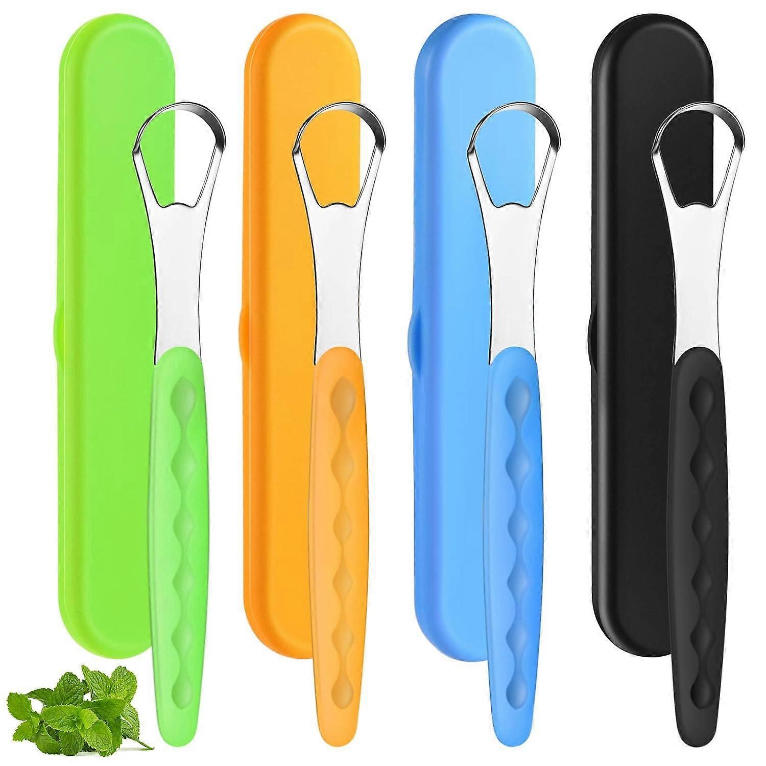4PCS Stainless Steel Tongue Scrapers for Adults & Babies - Metal Tongue Cleaner for Bad Breath - Image 1