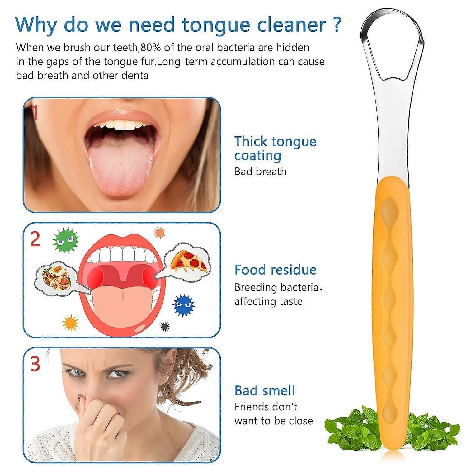 4PCS Stainless Steel Tongue Scrapers for Adults & Babies - Metal Tongue Cleaner for Bad Breath - Image 3
