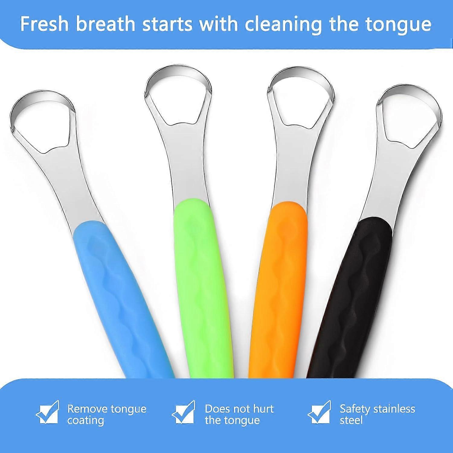 4PCS Stainless Steel Tongue Scrapers for Adults & Babies - Metal Tongue Cleaner for Bad Breath - Image 5