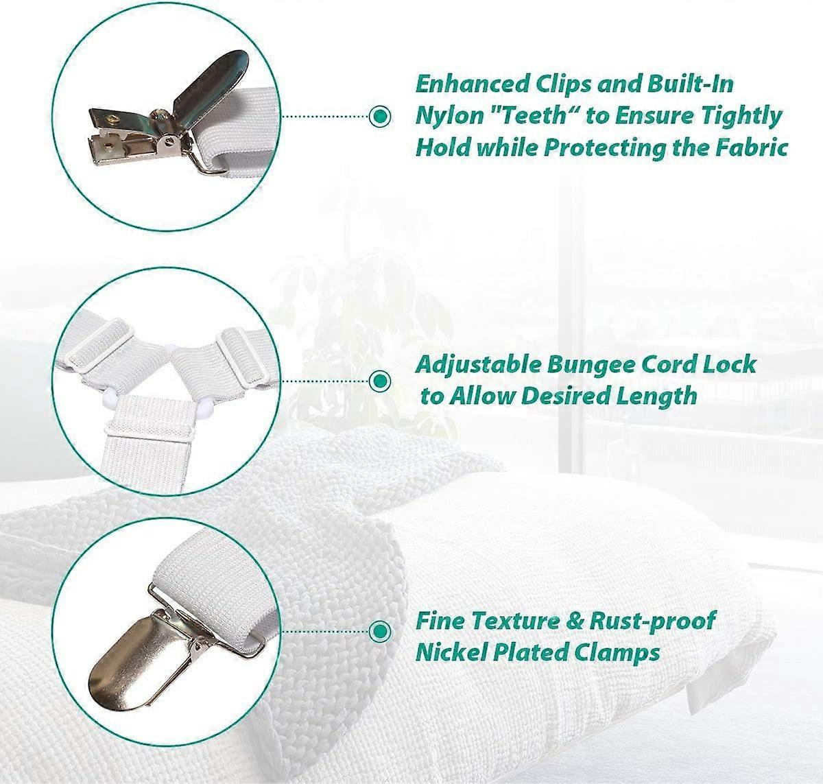 4PCS Bed Sheet Holder Straps, Sheet Stay Keeper Clips, Fasteners for Fitted Sheets - Image 5