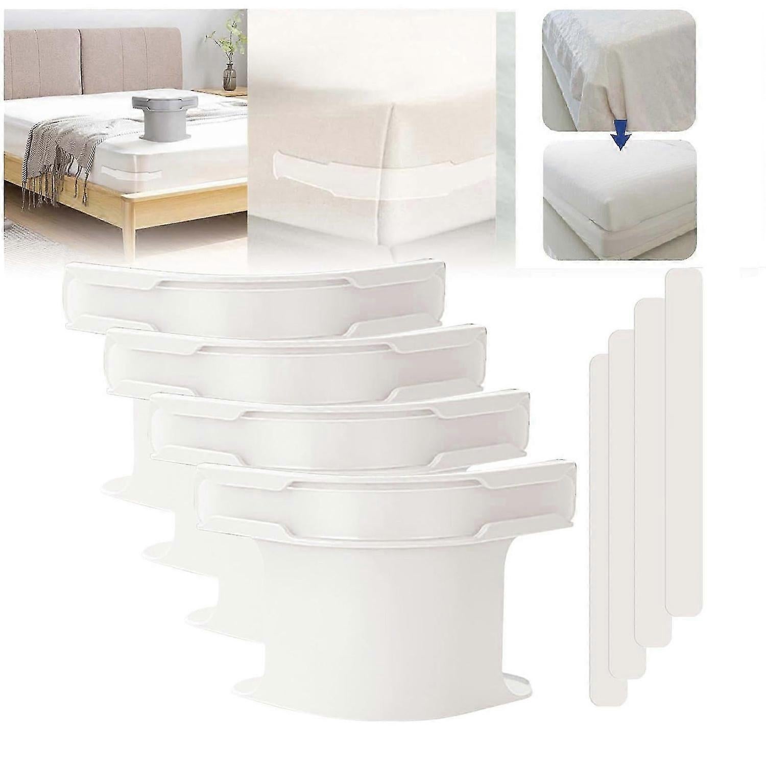 4-Pack No-Slip Bed Sheet Holders, Corner Grippers for Fitted Bedding - Image 1