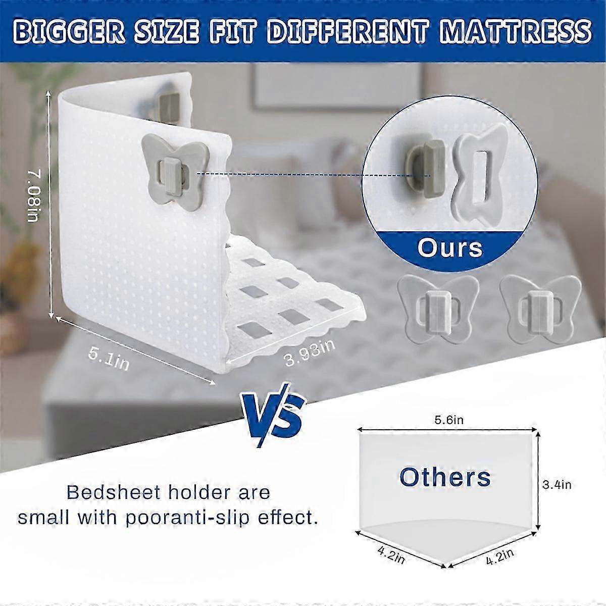 Bed Sheet Holder Clips for Thin Sheets, White, Secure Fit Fasteners - Image 4