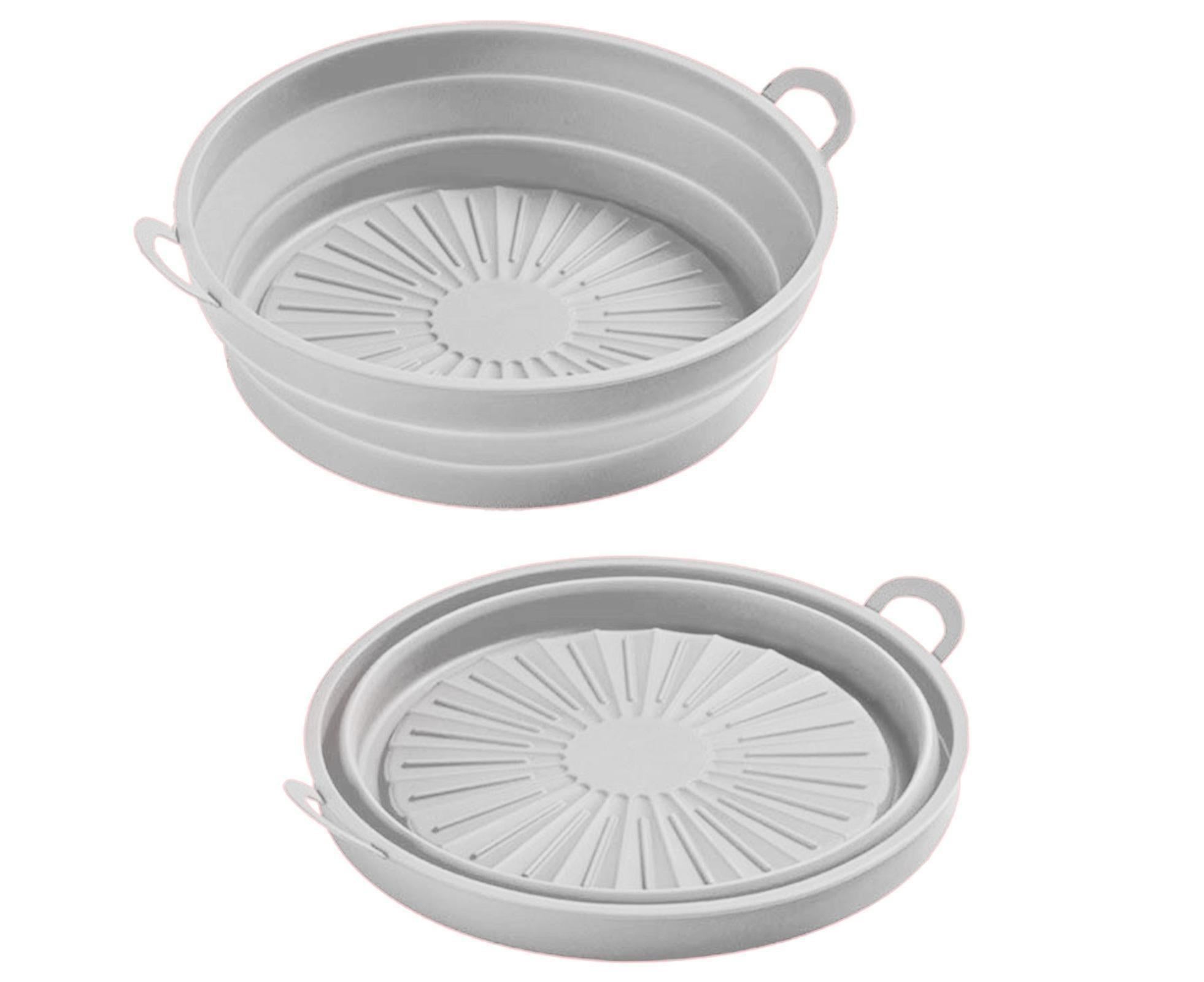 Air Fryers Bakeware Foldable Silicone Grill Pan -Grey 8.5inch - Image 3