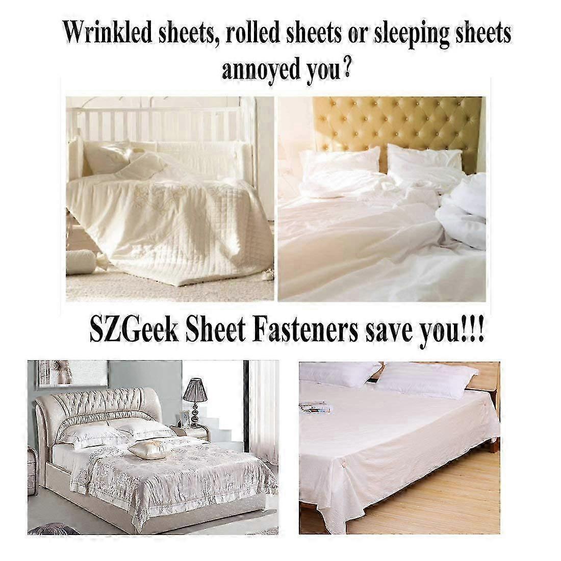 4PCS Bed Sheet Holder Fasteners with Mattress Cover Clips, Gray - Image 5
