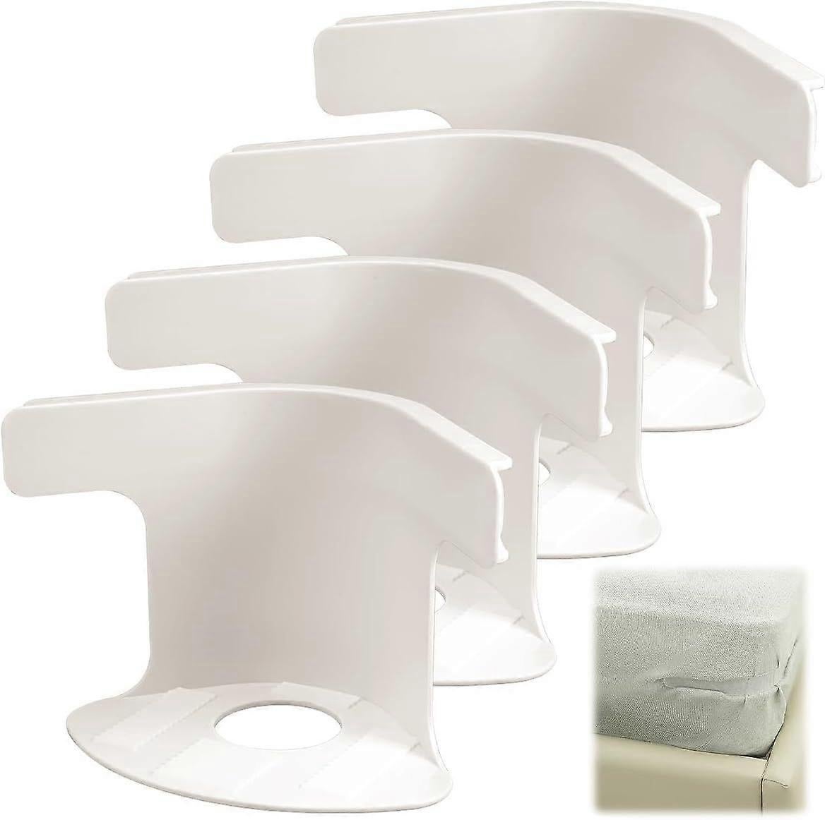 4PCS Lock Sheet Holders, Heavy Duty Fitted Sheet Straps, White - Image 1