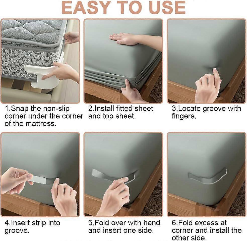 4PCS Lock Sheet Holders, Heavy Duty Fitted Sheet Straps, White - Image 3