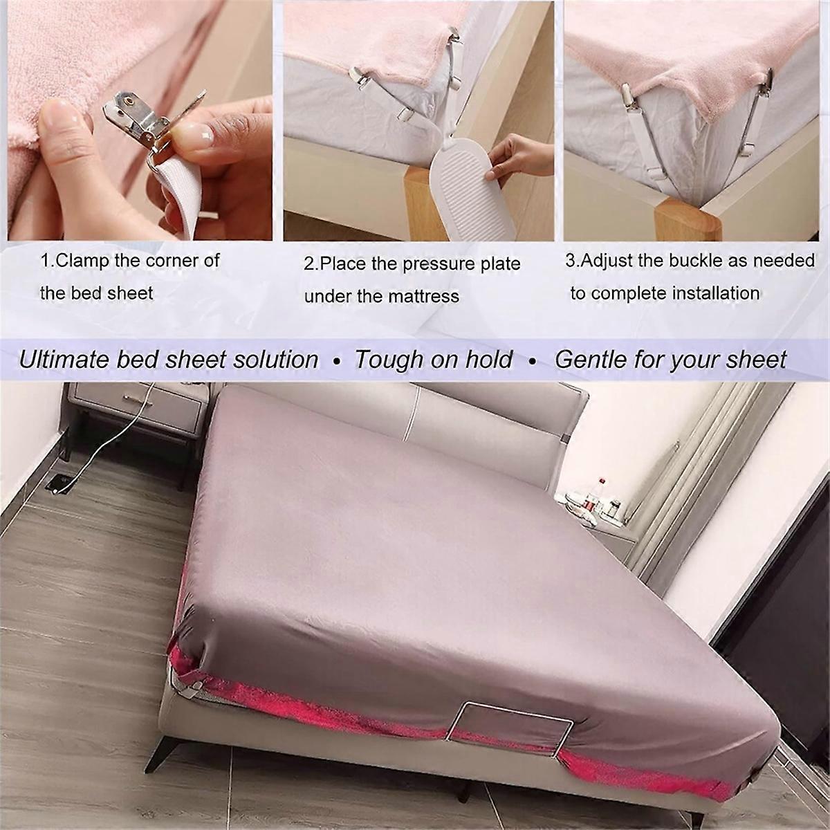 4PCS Adjustable Bed Sheet Holder Clips for Fitted Sheets - Image 4