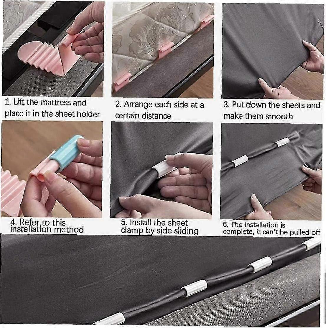 6PCS Plastic Bed Sheet Clips, Pink Grippers to Keep Sheets Neat - Image 3