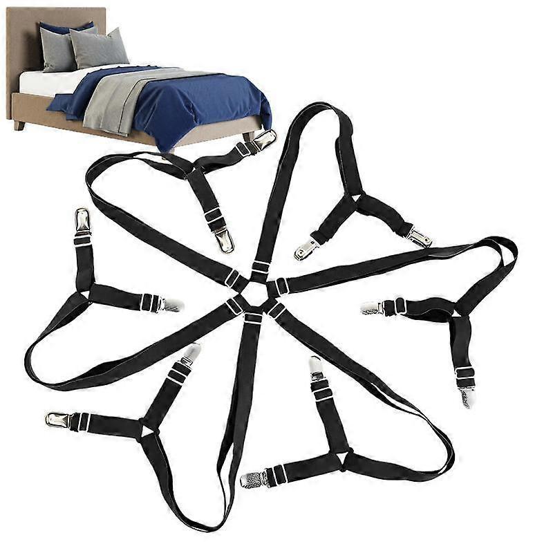 6-Head Elastic Bed Sheet Holder Clips, Adjustable Strong Grippers - Image 1
