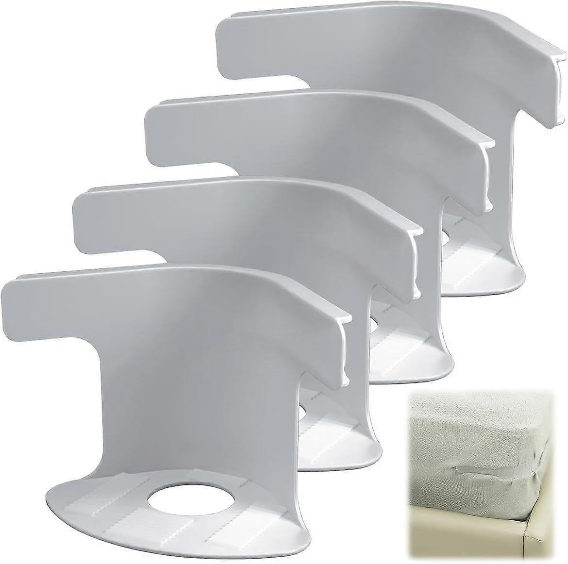 Grey Bed Sheet Holder Straps, Heavy Duty Corner Clips for Mattress and Bedding - Image 1