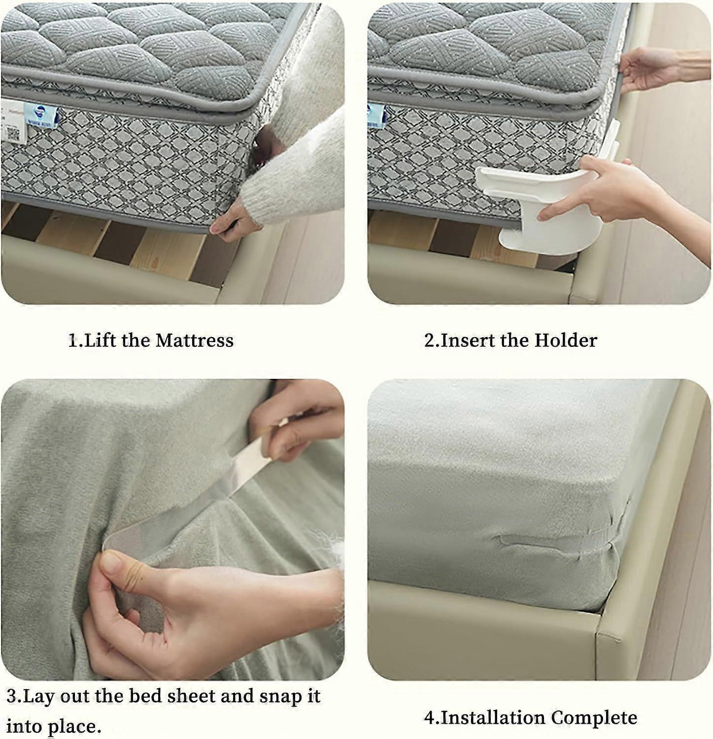 Grey Bed Sheet Holder Straps, Heavy Duty Corner Clips for Mattress and Bedding - Image 4