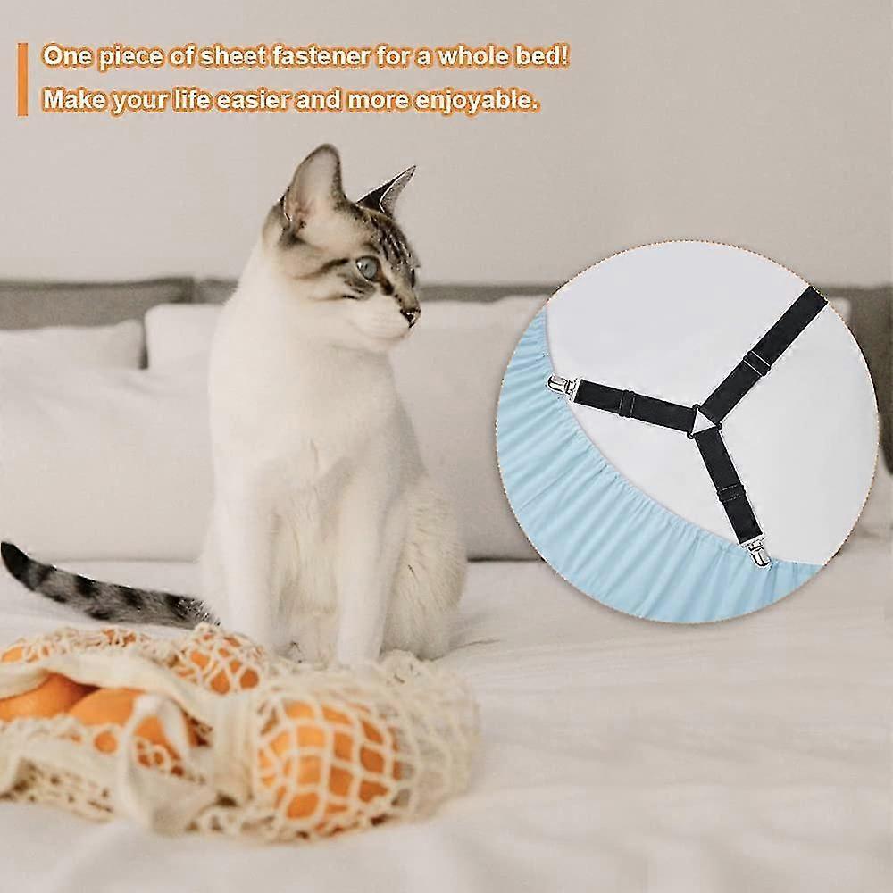 6-Way Bed Sheet Holder Straps, Heavy Duty Clips for Round/Square Mattresses - Image 2