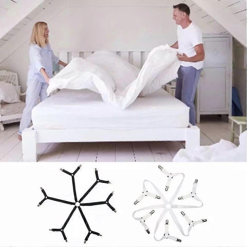 6-Way Bed Sheet Holder Straps, Heavy Duty Clips for Round/Square Mattresses - Image 4