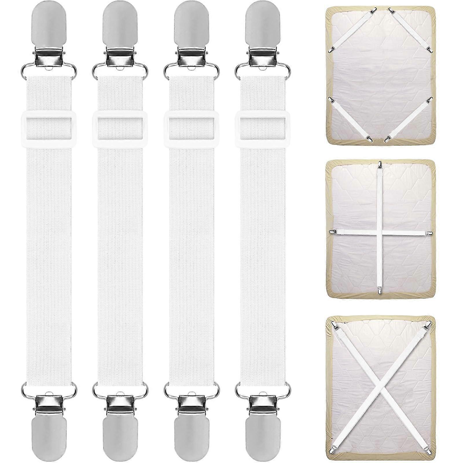 4PCS Adjustable Bed Sheet Straps, Elastic Grippers for Bedding - Image 1