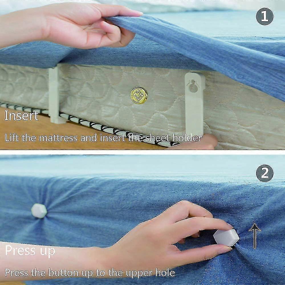 8PCS Bed Sheet Tensioners, White, Adjustable Corner Clips for Mattress - Image 2