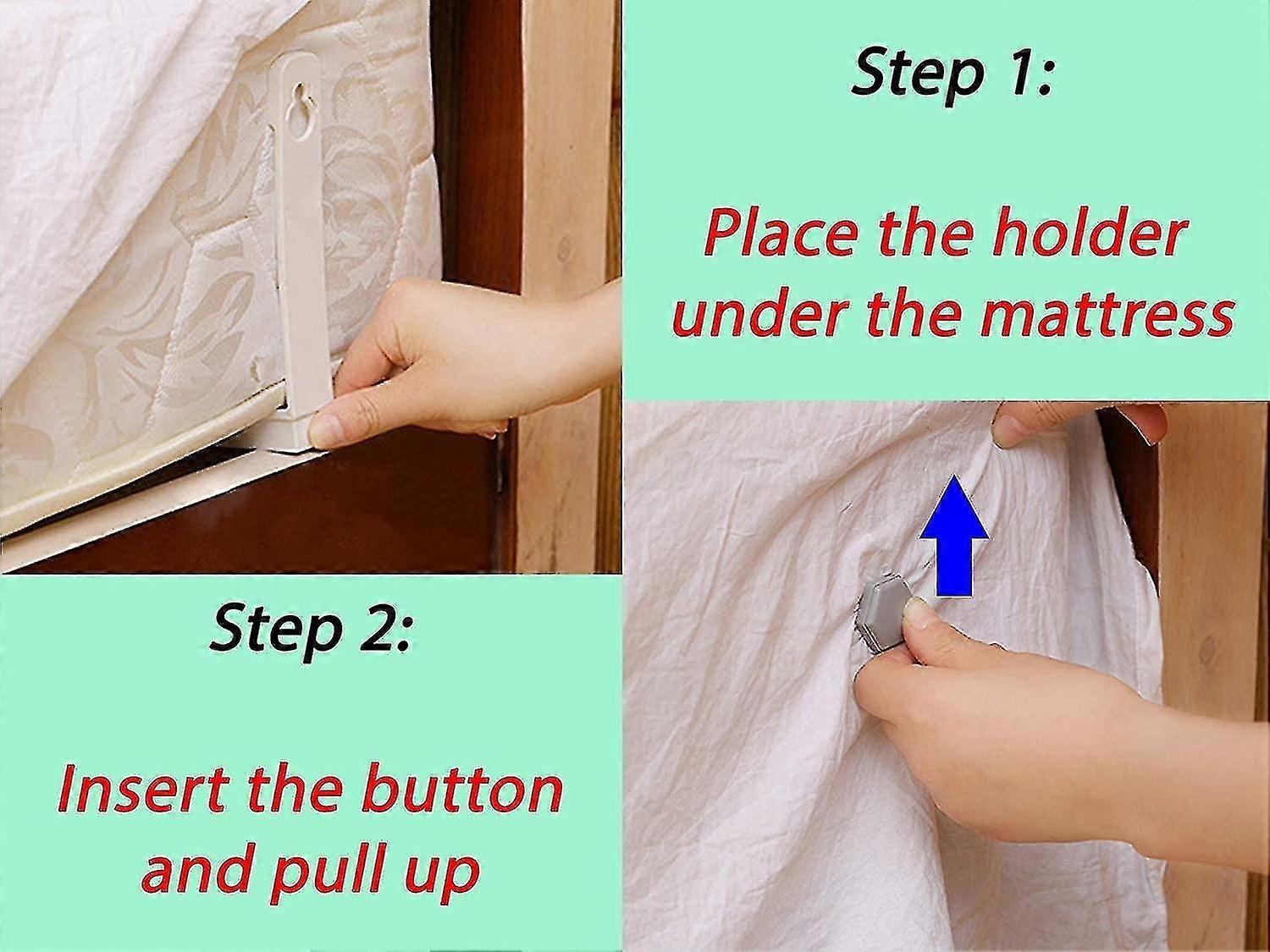 8PCS Bed Sheet Tensioners, White, Adjustable Corner Clips for Mattress - Image 5