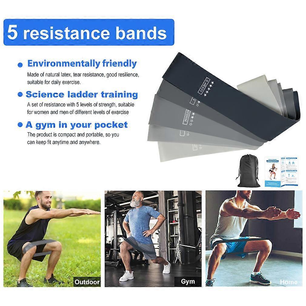 5pcs Resistance Loop Band Set with Bag for Home & Gym - Image 3