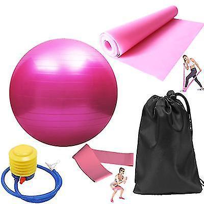 5pcs Purple Yoga Training Set with Fitness Ball & Bands - Image 3