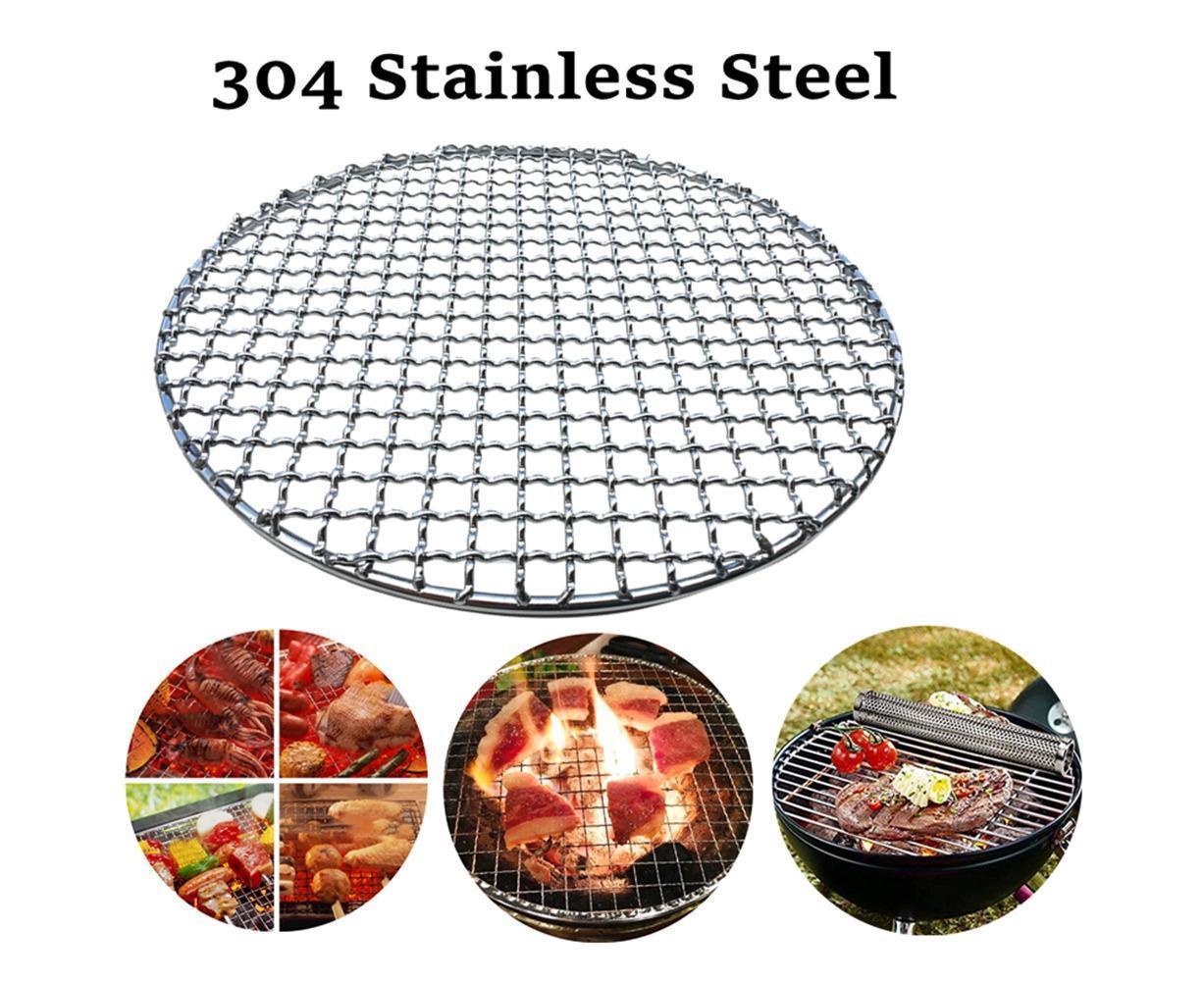 Round Stainless Steel BBQ Grill Roast Mesh Net Non-stick Barbecue Baking Pan-20cm - Image 2