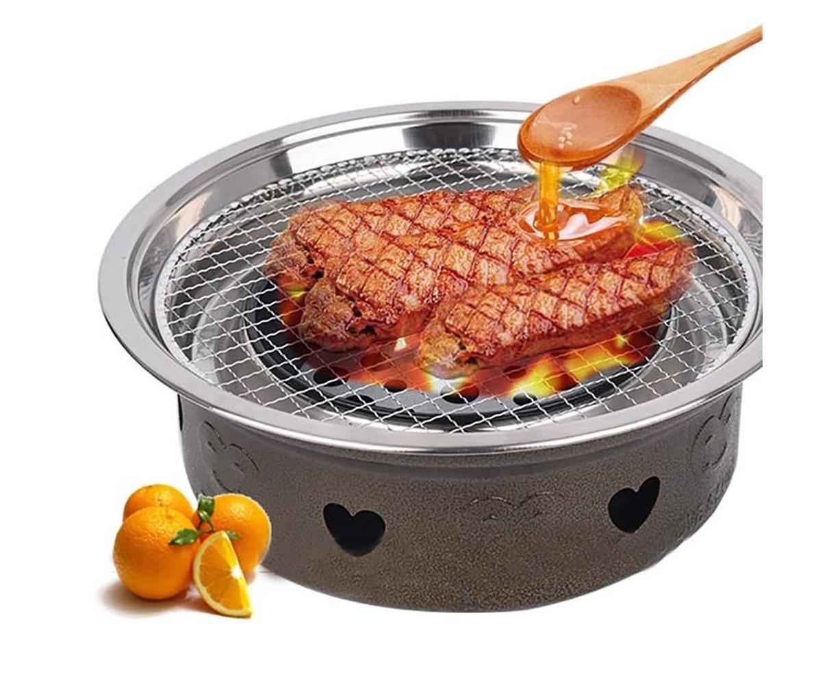 Round Stainless Steel BBQ Grill Roast Mesh Net Non-stick Barbecue Baking Pan-20cm - Image 3