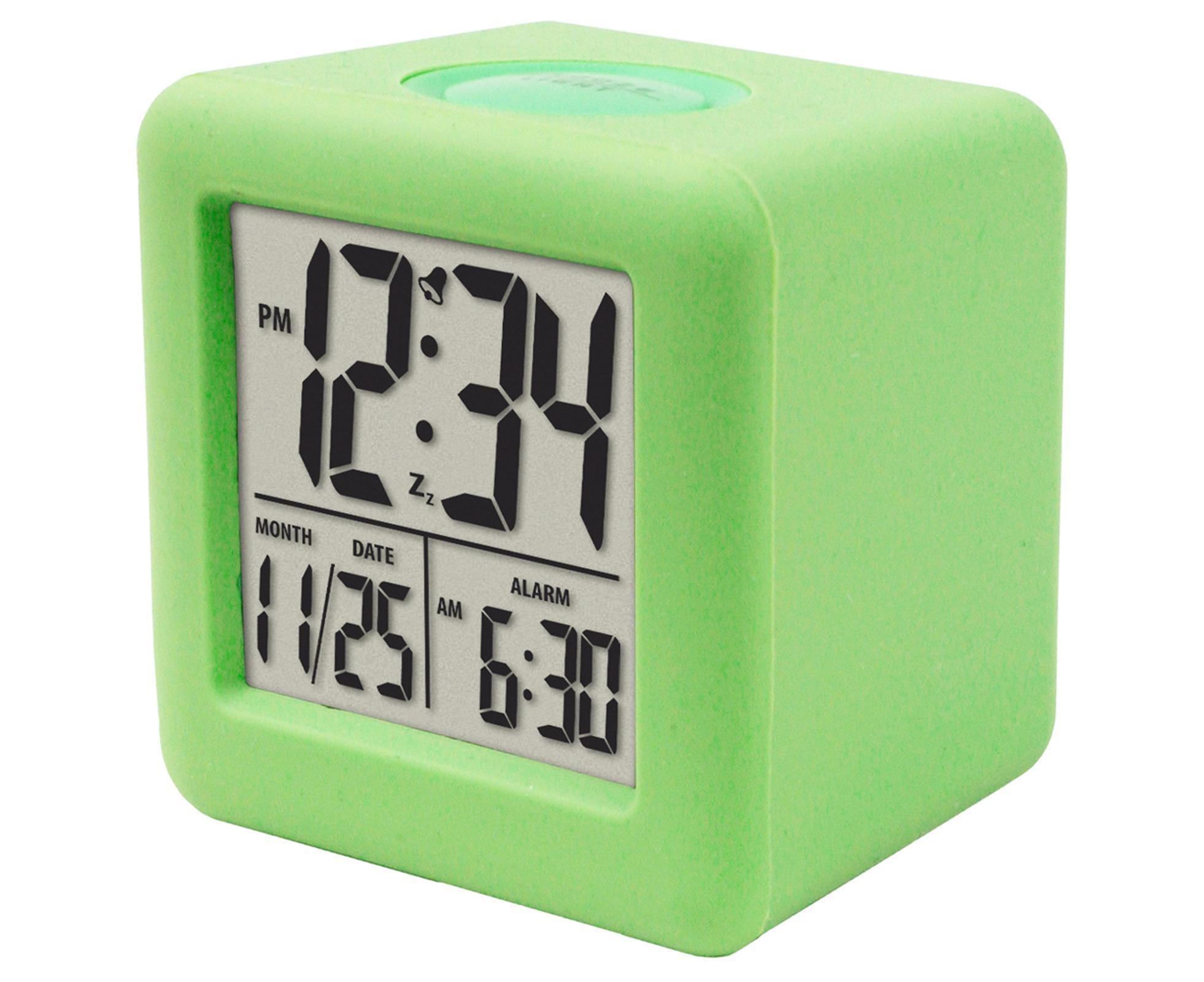 Digital Clock Shock-proof Snooze Function Silicon Cover Electrical LED Clock Household Supplies - Green - Image 1