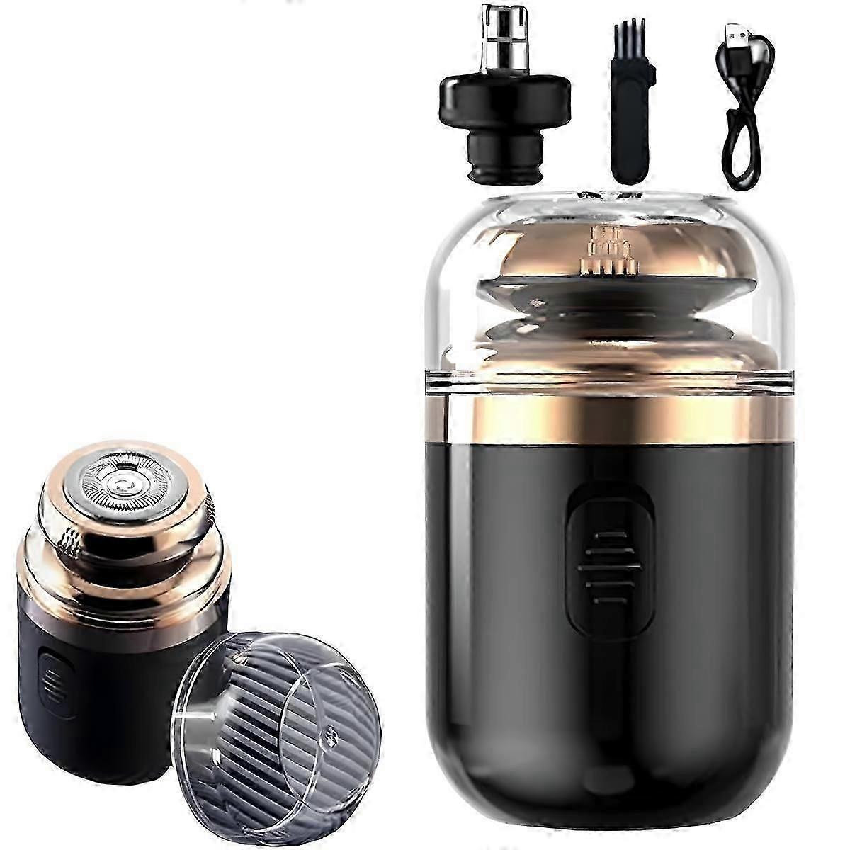 Capsule Mini Shaver, Portable Rechargeable Beard Razor for Men - Black - Image 1