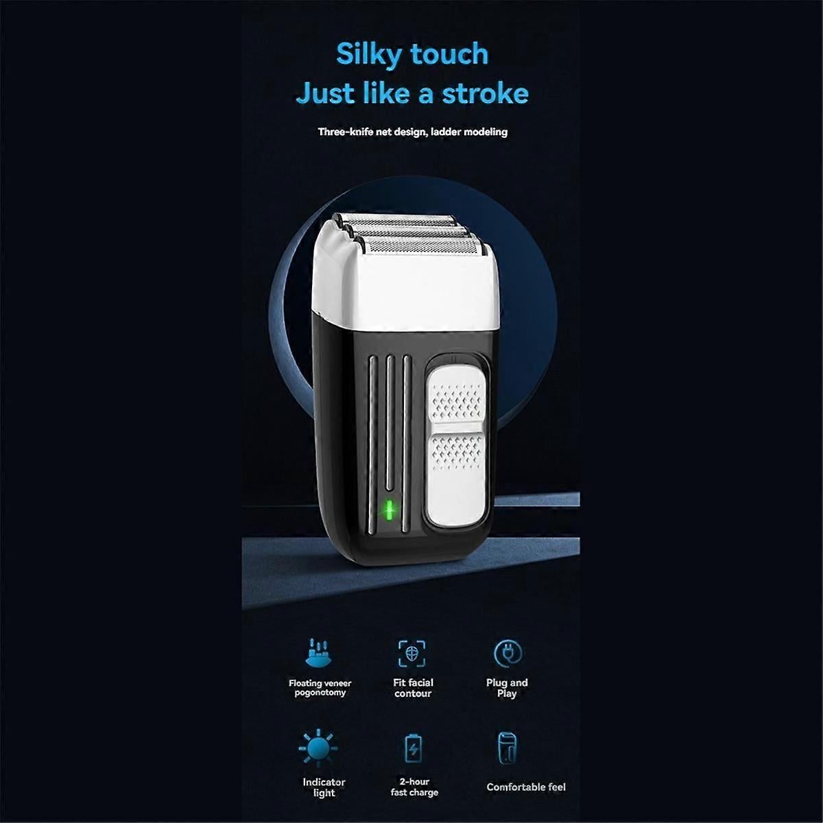 Men's Rechargeable Foil Shaver, 3-Mesh Electric Razor, Multifunctional Beard Trimmer - Image 2